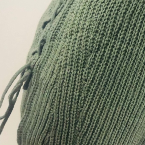 Olive knitted Tunic Sweater Top - Picture 2 of 6